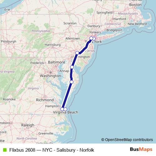 Flixbus 2608 bus Line Map