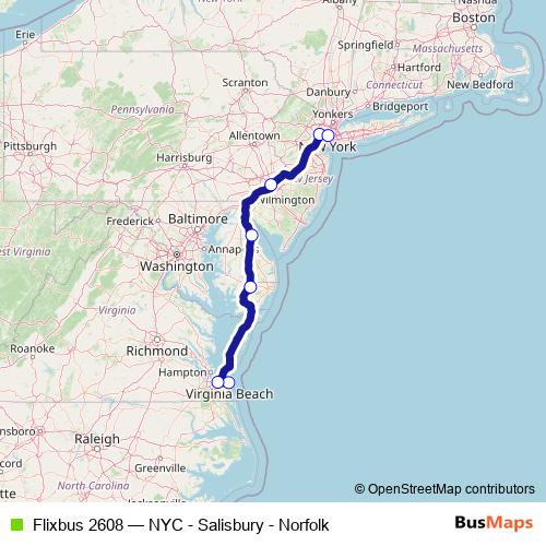 Flixbus 2608 bus Line Map