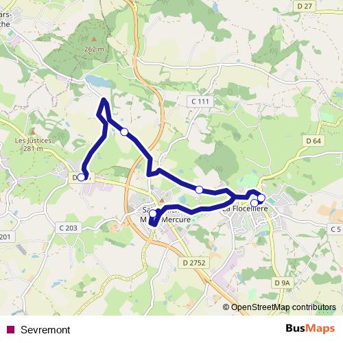 Sevremont bus Line Map