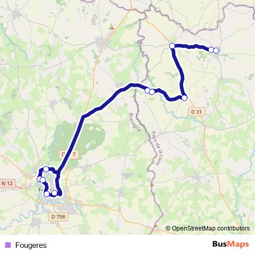 Fougeres bus Line Map
