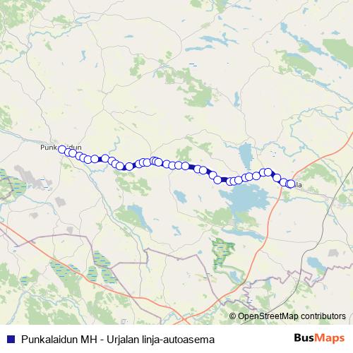Punkalaidun MH - Urjalan linja-autoasema bus Line Map