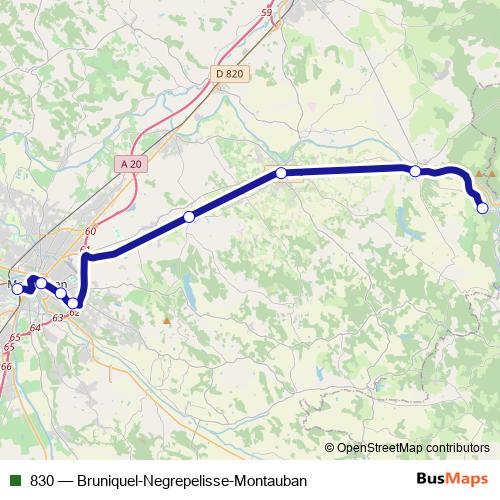 830 bus Line Map