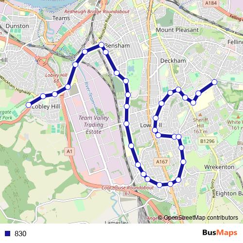830 bus Line Map