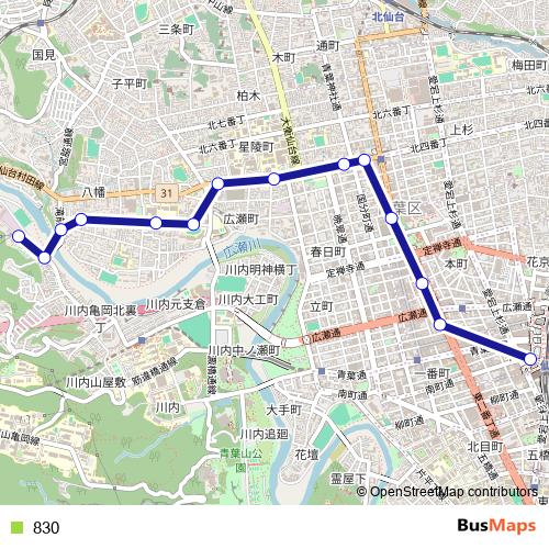 830 bus Line Map
