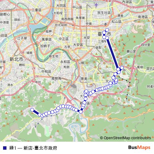 綠1 bus Line Map
