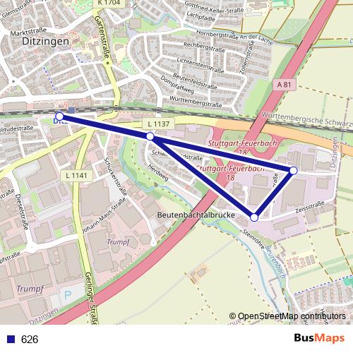 626 bus Line Map