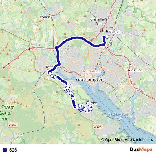626 bus Line Map