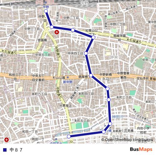中８７ bus Line Map