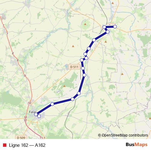 Ligne 162 bus Line Map