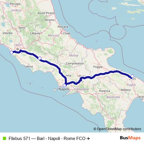 Flixbus 571 bus Line Map