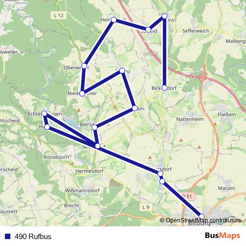 490 Rufbus bus Line Map