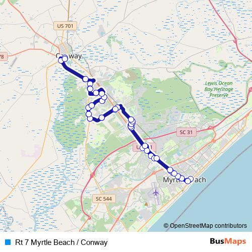Rt 7 Myrtle Beach / Conway bus Line Map
