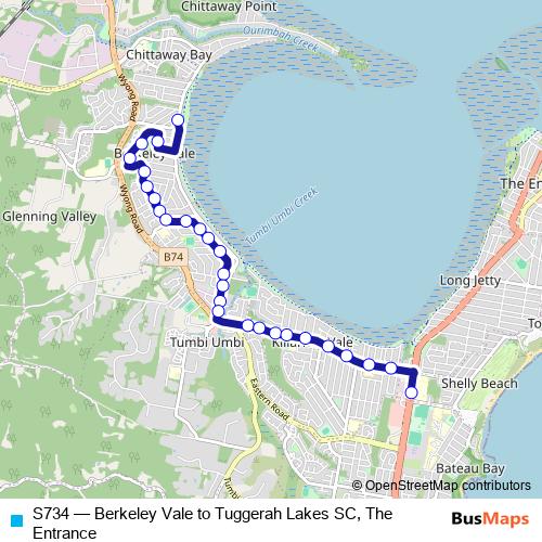 S734 bus Line Map