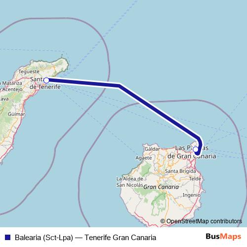 Balearia (Sct-Lpa) ferry Line Map