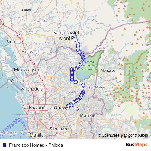 Francisco Homes - Philcoa bus Line Map
