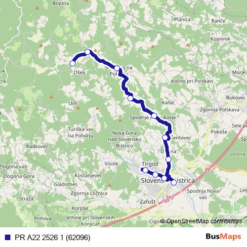 PR A22 2526 1 (62096) bus Line Map