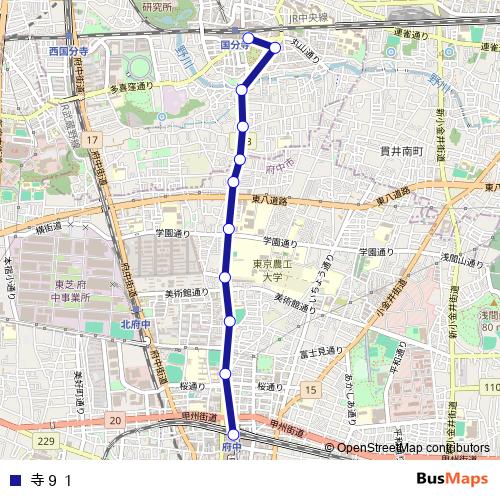 寺９１ bus Line Map