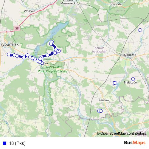 18 (Pks) bus Line Map