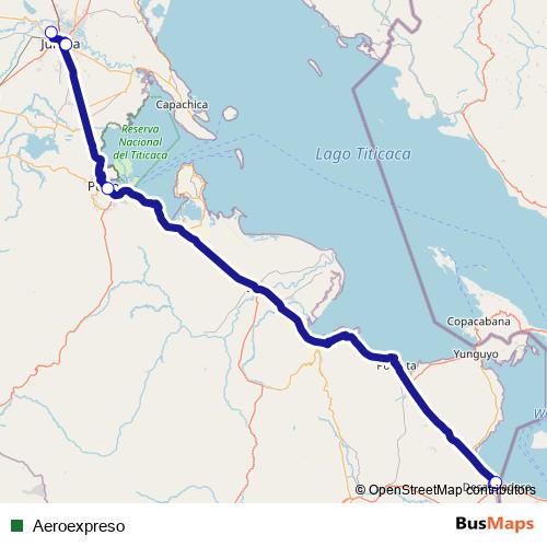 Aeroexpreso bus Line Map