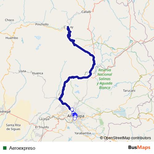 Aeroexpreso bus Line Map