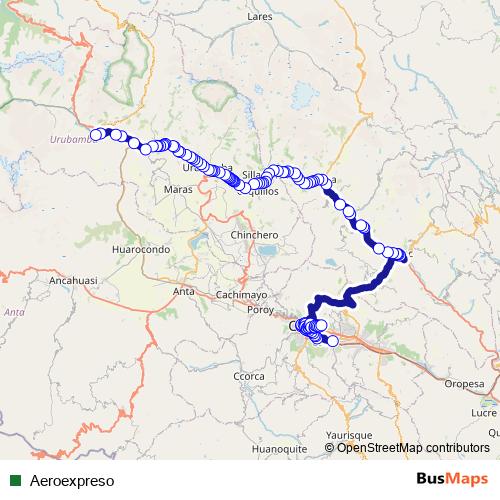 Aeroexpreso bus Line Map