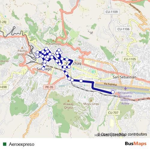 Aeroexpreso bus Line Map