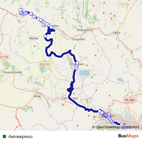Aeroexpreso bus Line Map