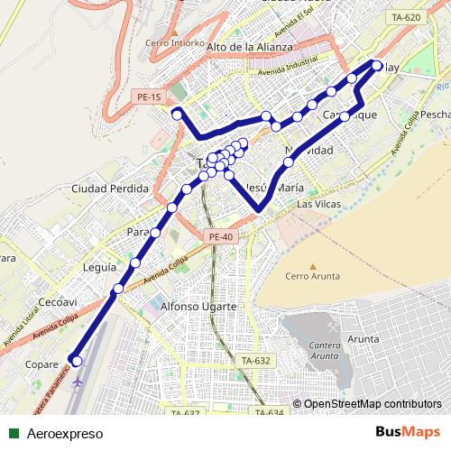 Aeroexpreso bus Line Map