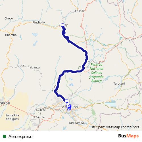 Aeroexpreso bus Line Map