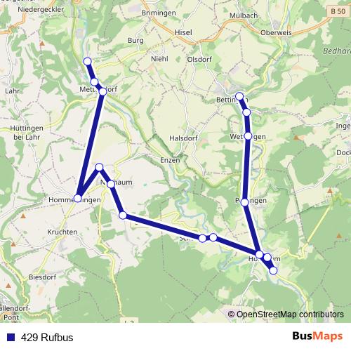 429 Rufbus bus Line Map