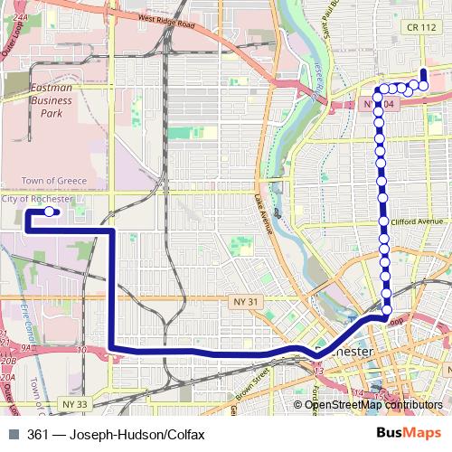 361 bus Line Map