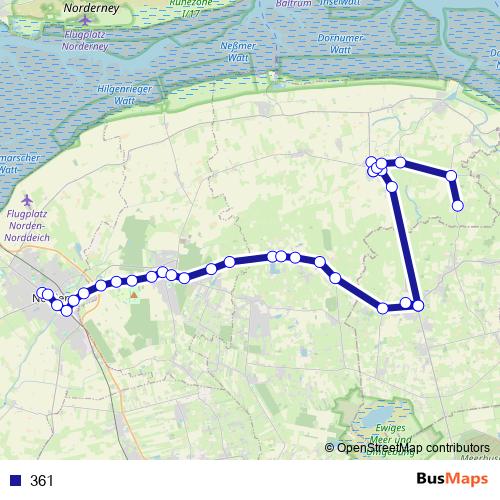 361 bus Line Map