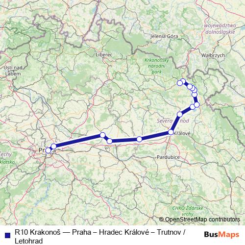 R10 Krakonoš rail Line Map