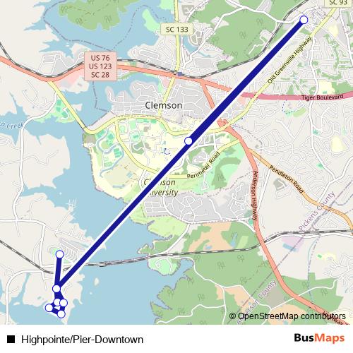 Highpointe/Pier-Downtown bus Line Map