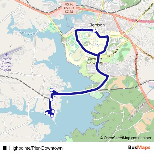 Highpointe/Pier-Downtown bus Line Map