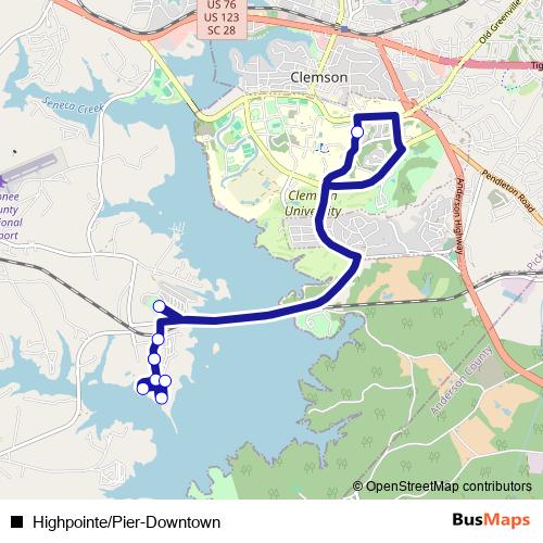 Highpointe/Pier-Downtown bus Line Map