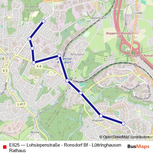 E825 bus Line Map