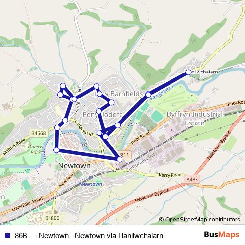 86B bus Line Map