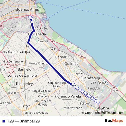 129j bus Line Map