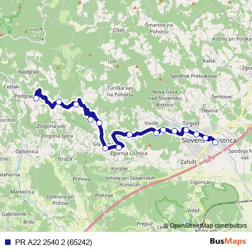 PR A22 2540 2 (65242) bus Line Map