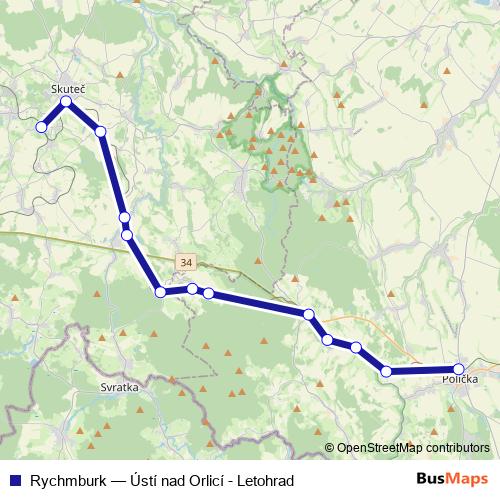 Rychmburk rail Line Map