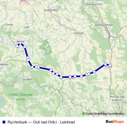 Rychmburk rail Line Map