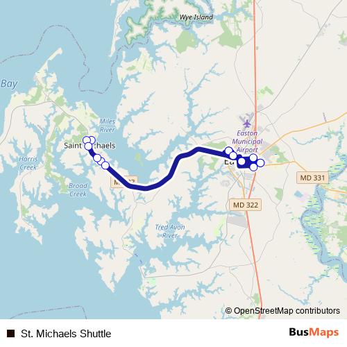 St. Michaels Shuttle bus Line Map