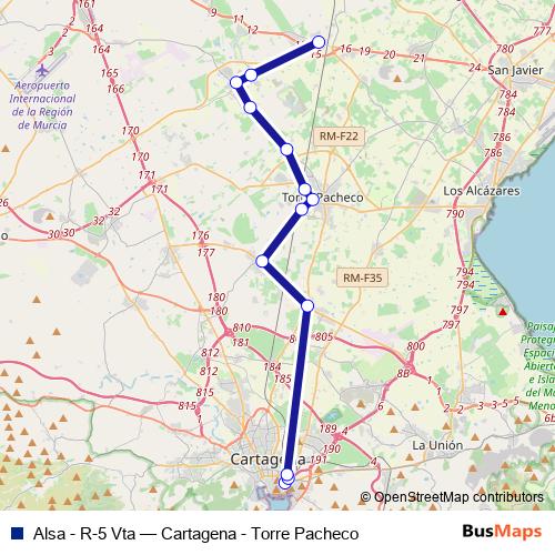 Alsa - R-5 Vta bus Line Map