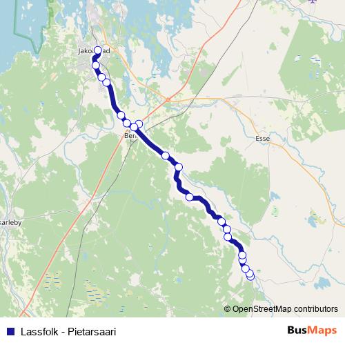 Lassfolk - Pietarsaari bus Line Map