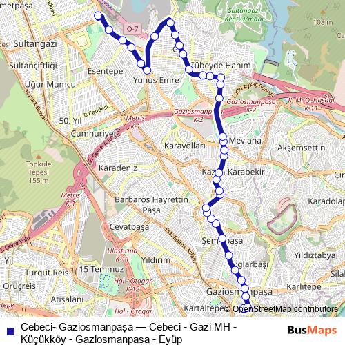 Cebeci- Gaziosmanpaşa bus Line Map