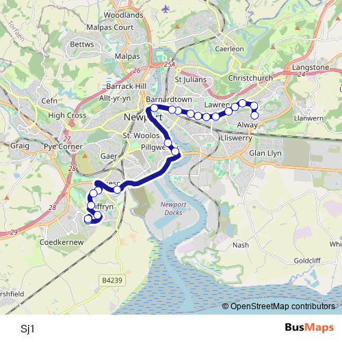 Sj1 bus Line Map