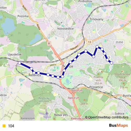 104 trolleybus Line Map