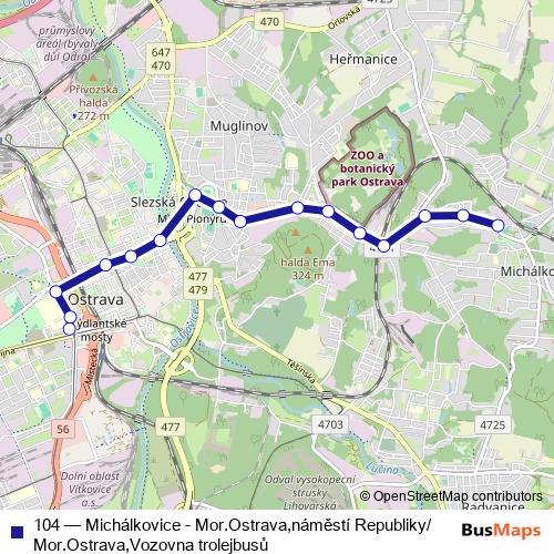 104 trolleybus Line Map