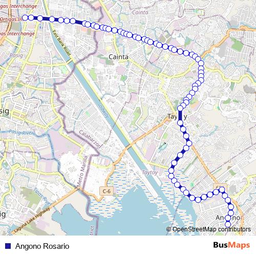 Angono Rosario bus Line Map